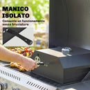Mini Forno per Pizza da Barbecue 53x40x18,5 cm con Pietra in Cordierite e Termometro in Metallo Nero      