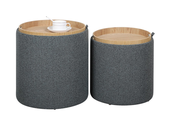 prezzo Set 2 Pouf con Contenitore  in Poliestere Sasha Dark