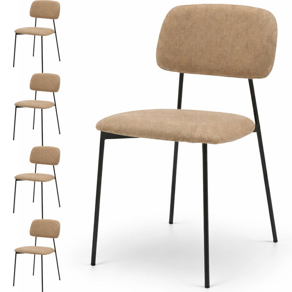 sconto Set 4 Sedie Parigi con Struttura in Metallo e Seduta Ergonomica in Tessuto Tortora