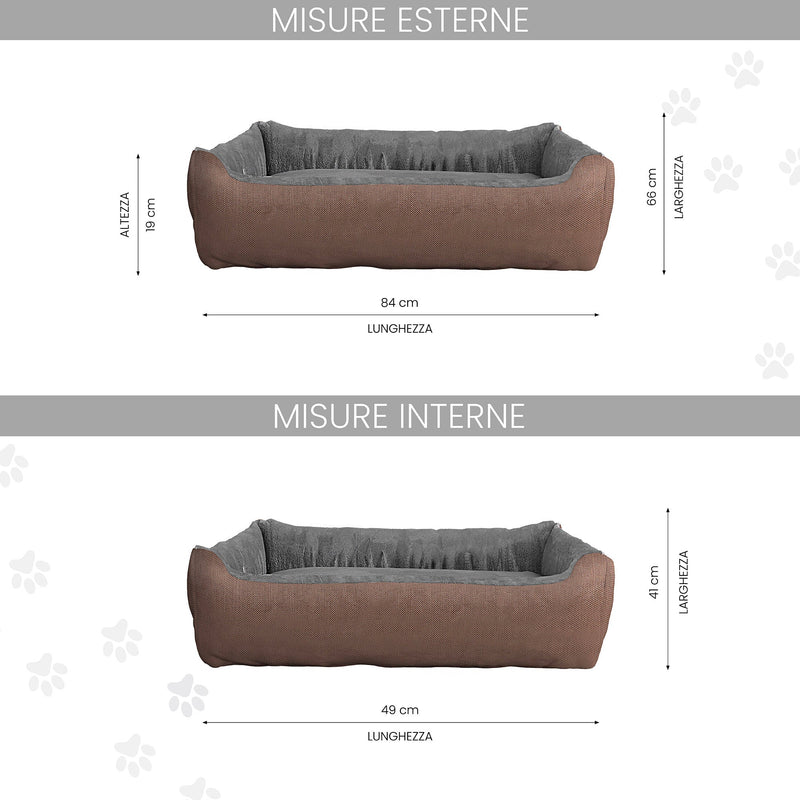 Cuccia per Cani e Gatti Doubleface in Poliestere Love Tortora Varie Misure