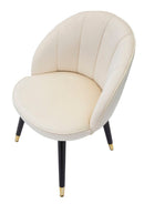 Sedia Loty Crema 57x58x80 cm in Legno e Velluto Crema, Oro e Nero