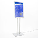 Espositore a Leggio con Piantana 51,4x79 cm in Alluminio con Led Porta Menù Silver