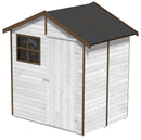 Casette Box da Giardino in Legno Porta Utensili 180x135x220 cm con Porta e Finestra Ecla Bianca