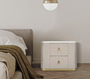 Comodino Beauty 60x47x40 cm in Legno MDF e Metallo Crema/Oro