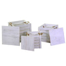 Set 3 Pouf in Legno 42x42H43,5cm Bianchi