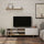 Meuble TV 1 porte 2 étagères et étagère 160x35,5x44 cm en MDF Chêne Blanc Stockton