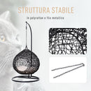 Cuccia Amaca in PVC Effetto Rattan per Gatti Ø60x110 cm con Cuscino  Nera