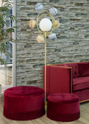 Puff Contenitore Lines New Coppia Bordeaux Ø71x41-55x33 cm in Legno Spugna e Poliestere Bordeaux