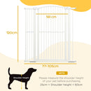 Cancellino per Cani Regolabile con 2 Estensioni 77-105x120 cm in Acciaio e Doppio Blocco Bianco