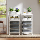 Carrello Portaoggetti Multiuso 40x34x85 cm con 2 Ripiani e 3 Vassoi Scorrevoli in Acciaio e PP Bianco e Grigio  