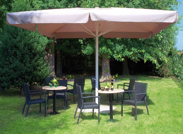 Parasol de Jardin Télescopique en Aluminium 4X4m avec Manivelle Vorghini ConTract Blanc et Taupe sconto