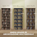 Scaffale Porta CD a 6 Ripiani Regolabili 58x24x126,3 cm per 360 CD e 185 DVD in Melamina Color Legno      