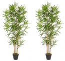Set 2 Piante Artificiali di Bamboo 70x70x155 cm in Plastica con Vasi Verde