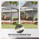 Pergola da Esterno 4x3 m con Tettuccio Retrattile in Metallo e Poliestere Crema      