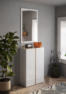 Mobile Multiuso 2 Ante con 5 Ripiani 70x35x111 cm Frame Bianco Lucido e Cadiz