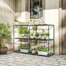 Portapiante a 3 Livelli Aperti 143x48x100 cm in Acciaio e Plastica Verde Scuro      