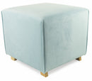 Pouf Poggiapiedi Sgabello Quadrato 47x47x42 cm in Velluto Soriani Celeste