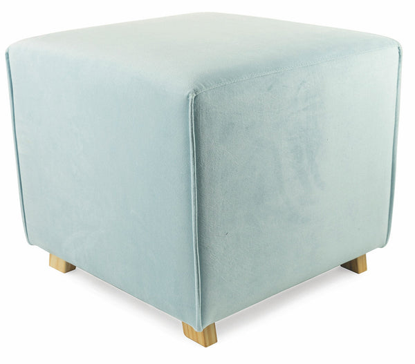 sconto Pouf Repose-Pieds Tabouret Carré 47x47x42 cm en Velours Soriani Celeste