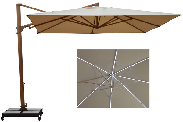 acquista Parasol de Jardin Décentralisé à LED 3,3x3,3m en Aluminium et Toile Polyester Trastevere Ecru