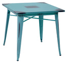Tavolo Quadrato in Metallo Bristol Azzurro Antico