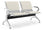 Banc de salle d'attente 2 places pour bureau avec coussin en acier et simili cuir argent/ivoire