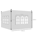 Pareti per Gazebo 3x3m o 3x4m 295x195 cm in Plastica e Tessuto Oxford Bianco