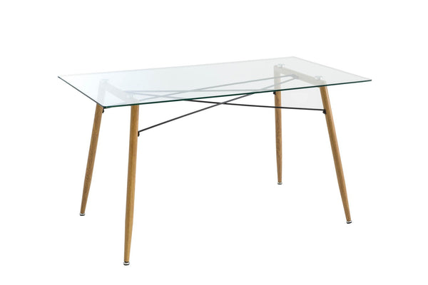 online Table Rectangulaire en Métal 140x79,5x76,5cm Verre TFT Marron