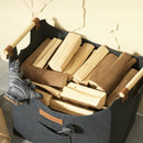 Borsa Portalegna da Interno con Manici in Legno 45x32x40 cm in Feltro Grigio Scuro       