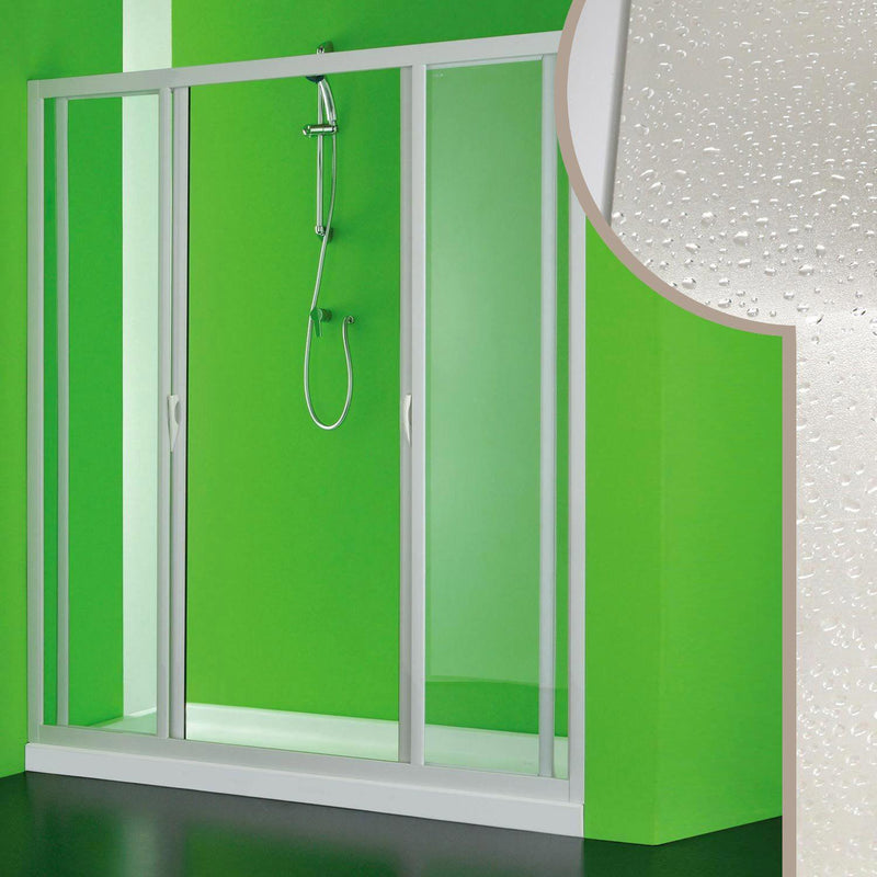Porta Doccia 2 Ante Scorrevoli in Acrilico H185 cm Dorini Bianco Varie Misure