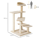Albero Tiragraffi per Gatti 50x50x100 cm in Sisal e Peluche Beige