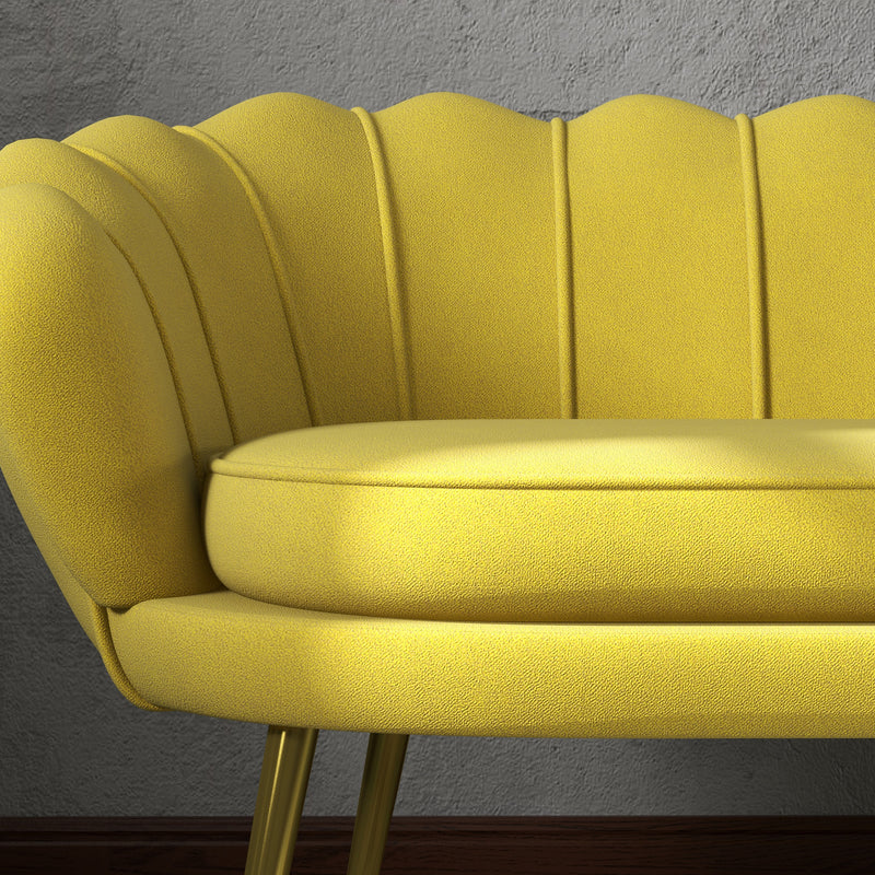 Divano 2 Posti 130x77x77 cm in Velluto Giallo  