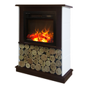 Camino Elettrico da Pavimento 90x70x25 cm Effetto Fiamma 1100W Andreea & Dionis Bianco/noce scuro