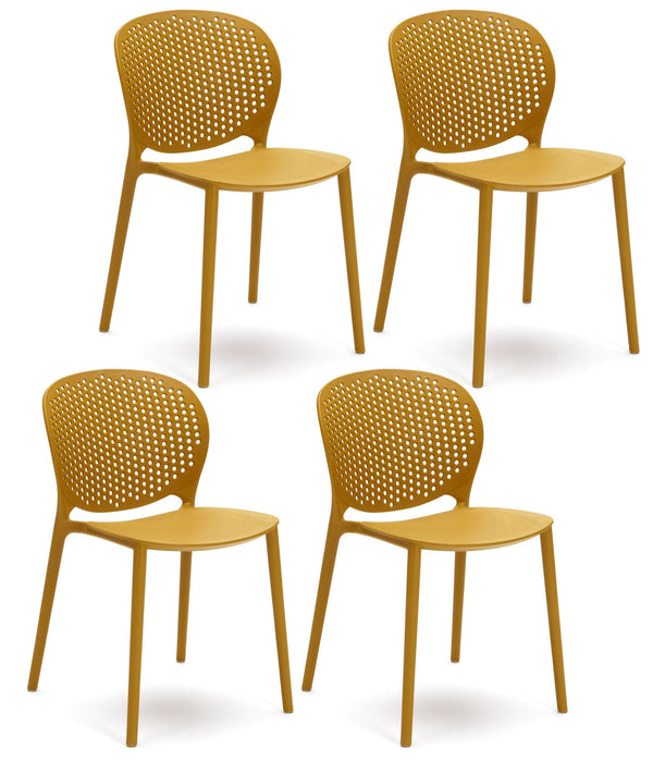 sconto Set 4 Sedie 48x56xH80 cm in Polipropilene Spot Senape