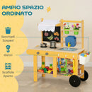 Cucina Giocattolo per Bambini 84,2x34,4x90 cm con 15 Accessori in Legno di Abete e PP Giallo      