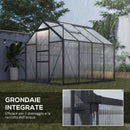 Serra 190x252x201 cm con Porta Scorrevole Presa d'Aria e Grondaia in Policarbonato e Alluminio Grigio      