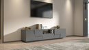 Mobile Tv 4 Anta 1 Cassetto e Ripiano a Giorno 220x44x46 cm Pongo 4A 1C Grigio Antracite Opaco  