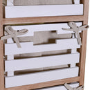 Cassettiera 4 Cassetti in Legno 35x27x85cm Arianna Naturale e Bianca