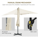 Ombrellone da Giardino Decentrato 245x245x248 cm in Alluminio Crema