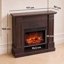 Camino Elettrico da Terra o Incasso 117x30x100 cm con Cornice 1800 W Effetto Fiamma 3D e Timer in Metallo e ABS Marrone      