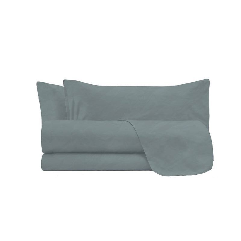 Set Lenzuola Sopra Sotto e 2 Federe Linea Water Washed Grigio Chiaro