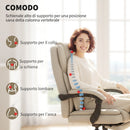 Sedia da Ufficio Reclinabile 65x67x111-119 cm con Poggiapiedi e Rotelle in Finta Pelle Beige      