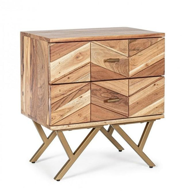 prezzo Table de Chevet 2 Tiroirs 50x35x55 cm en Bois