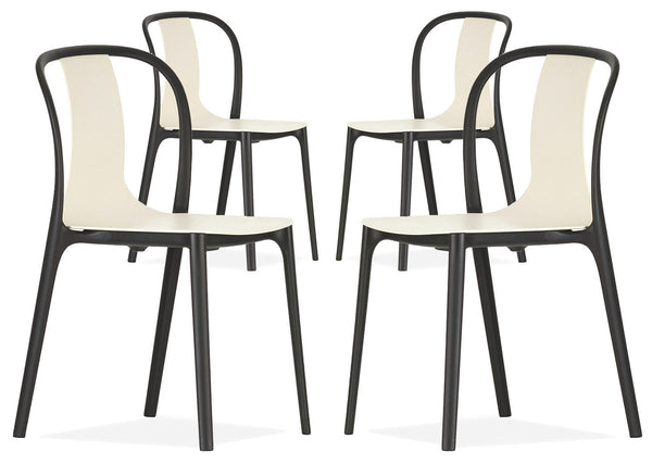 online Lot de 4 chaises de jardin en polypropylène noir et blanc Vandi