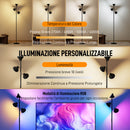 Lampada da Terra con 3 Teste Regolabili Indipendenti Ø25x170 cm Telecomando e Timer in Acciaio e Plastica Nero      