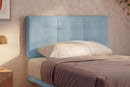 Letto Singolo con Rete Rivestita Microfibra Azzurro Tessis Testata Square Varie Misure