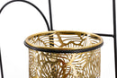 Porta Vaso da Muro Doppio Hong 27x14x48 cm in Ferro Nero e Oro      