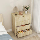 Cassettiera con 4 Cassetti Design Canettato 70x38x93 cm Maniglie Dorate in MDF Color Legno 