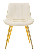 Set 2 Sedie Imbottite 51x59x79 cm in Poliestere Paris Crema e Oro