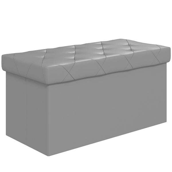 online Panca Contenitore Pieghevole 84L 76x38x38 cm in Finta Pelle Grigio