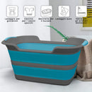 Cesto per Biancheria Richiudibile 27 Litri con Manici e Tappo in Silicone Blu